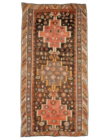 Handwoven vintage decorative oversize Turkish kilim rug