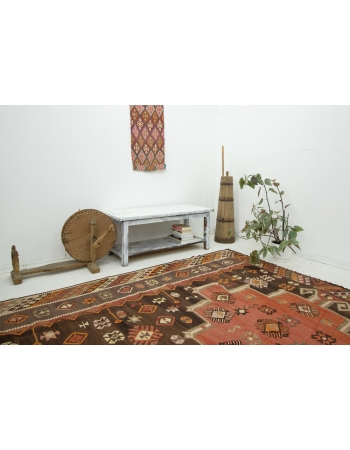 Handwoven vintage decorative oversize Turkish kilim rug