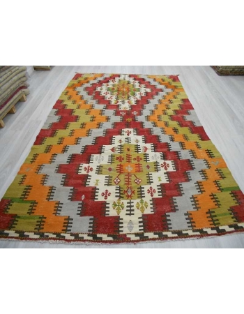 Handwoven vintage decorative colorful large modern Turkish kilim rug