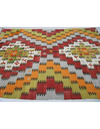 Handwoven vintage decorative colorful large modern Turkish kilim rug