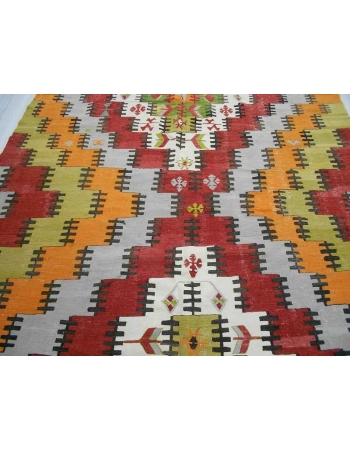 Handwoven vintage decorative colorful large modern Turkish kilim rug