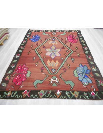 Handwoven vintage decorative oversize Turkish kilim rug