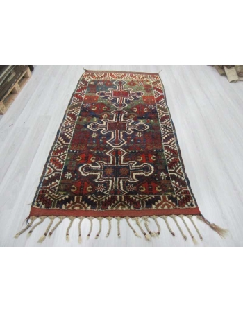 Handknotted antique colorful naturel dyed Turkish rug