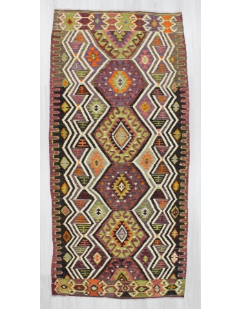 Vintage handwoven decorative colorful Turkish kilim rug