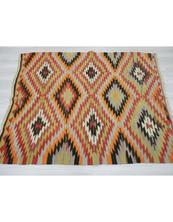 Handwoven vintage decorative colorful Turkish kilim rug