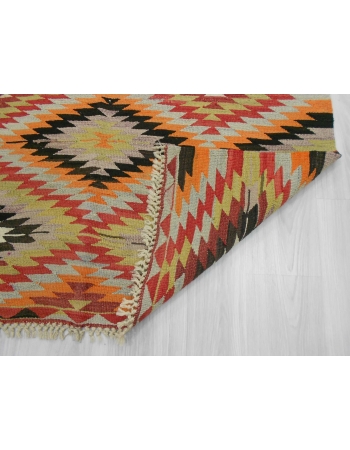 Handwoven vintage decorative colorful Turkish kilim rug