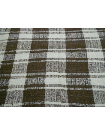 Handwoven vintage decorative modern brown and white naturel Turkish kilim rug