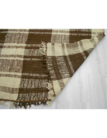 Handwoven vintage decorative modern brown and white naturel Turkish kilim rug