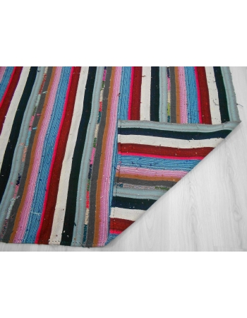 Handwoven vintage decorative colorful striped Turkish kilim rug