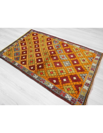Handknotted vintage decorative colorful Turkish rug
