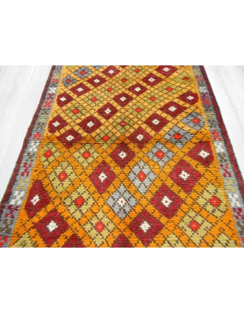 Handknotted vintage decorative colorful Turkish rug