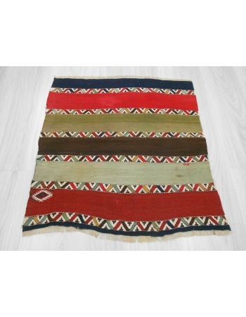 Handwoven vintage decorative striped small naturel dyed Turkish kilim rug