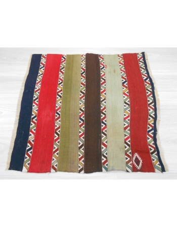 Handwoven vintage decorative striped small naturel dyed Turkish kilim rug