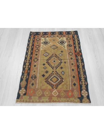 Handwoven vintage decorative antique Turkish kilim prayer rug