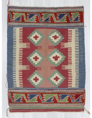Handwoven new production colorful small Turkish kilim rug