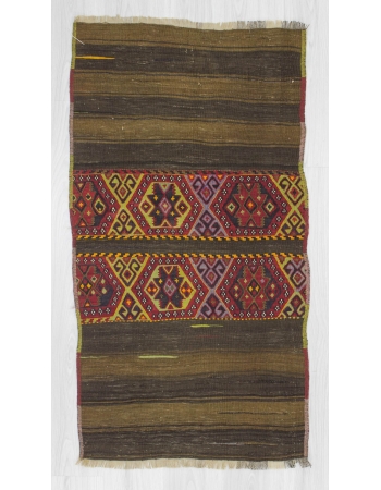 Handwoven antique decorative small Turkish kilim rug