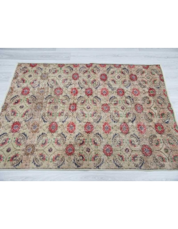 Hand-knotted vintage decorative floral designed Turkish art deco rug