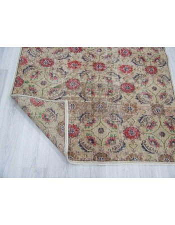Hand-knotted vintage decorative floral designed Turkish art deco rug