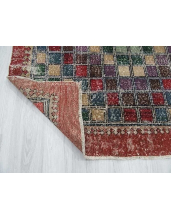 Hand-knotted vintage colorful decorative Turkish art deco rug