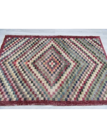 Hand-knotted vintage decorative colorful Turkish art deco rug