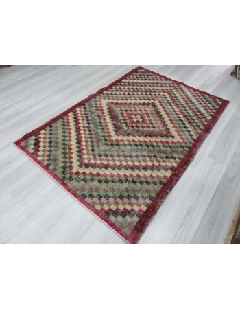 Hand-knotted vintage decorative colorful Turkish art deco rug