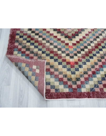 Hand-knotted vintage decorative colorful Turkish art deco rug