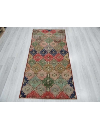 Hand-knotted vintage decorative colorful Turkish art deco rug