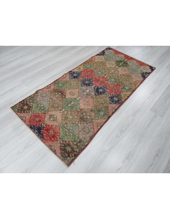 Hand-knotted vintage decorative colorful Turkish art deco rug