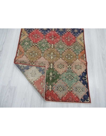 Hand-knotted vintage decorative colorful Turkish art deco rug