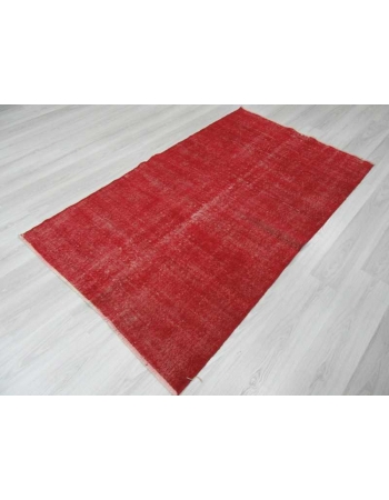 Vintage hand-knotted decorative modern red Turkish area rug