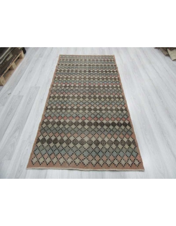 Vintage hand-knotted decorative pastel coloured Turkish art deco rug