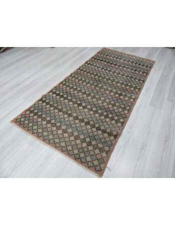 Vintage hand-knotted decorative pastel coloured Turkish art deco rug