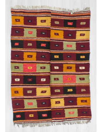 Vintage decorative colorful Turkish tulu rug