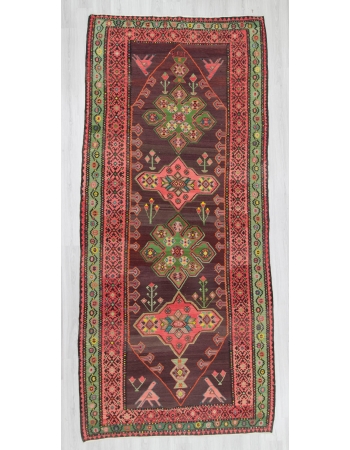 Vintage handwoven decorative large Turkish kilim area rug