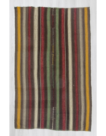 Handwoven vintage colorful striped decorative modern Turkish kilim rug