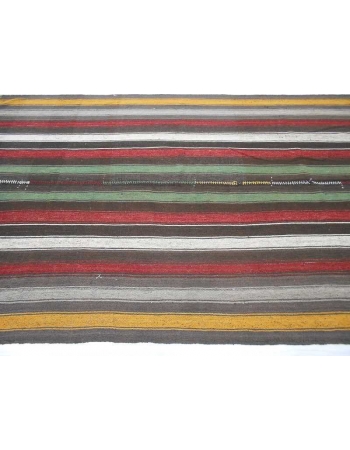 Handwoven vintage colorful striped decorative modern Turkish kilim rug