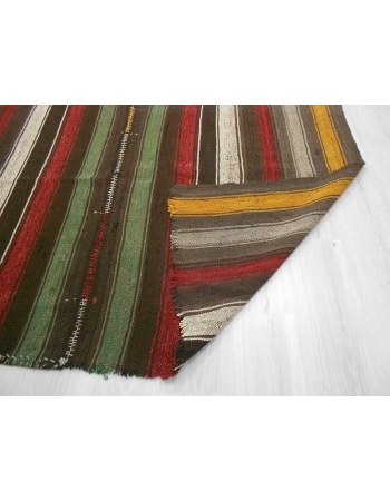 Handwoven vintage colorful striped decorative modern Turkish kilim rug