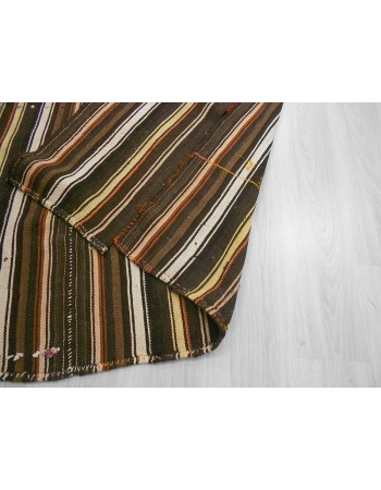Handwoven vintage decorative naturel coloured striped Turkish kilim rug
