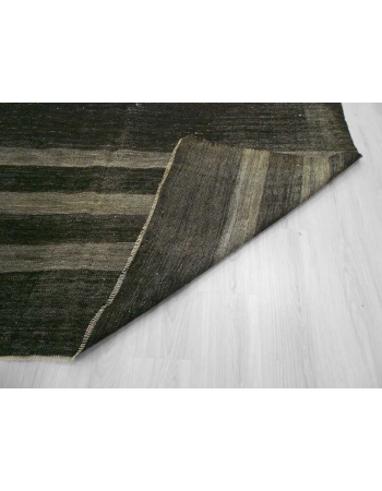 Handwoven vintage gray striped black modern decorative Turkish kilim rug