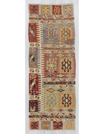 Handwoven vintage decorative Turkish kilim runner rug