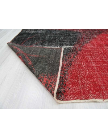 Vintage hand-knotted modern decorative black and red Turkish art deco rug