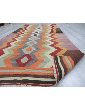 Handwoven decorative vintage modern unique designed Turkish kilim rug