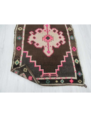 Vintage handknotted small decorative Turkish Kars area rug