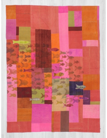 Vintage colorful decorative kilim patchwork rug
