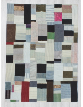 Vintage decorative modern kilim patchwork rug