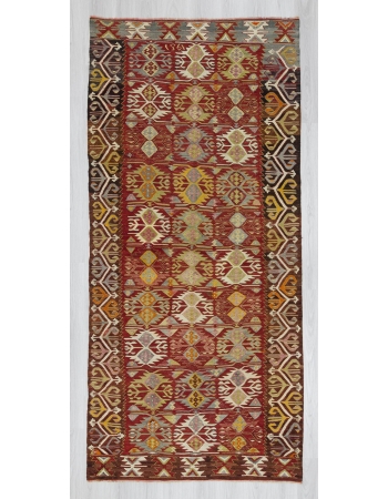 Vintage colorful one-of-a-kind Turkish kilim rug