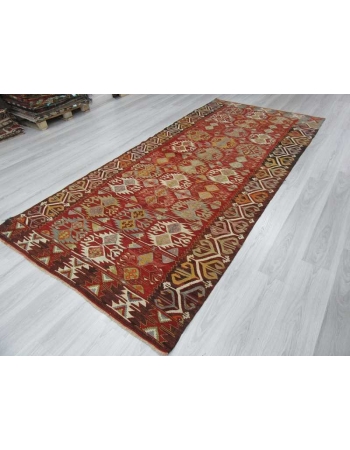 Vintage colorful one-of-a-kind Turkish kilim rug