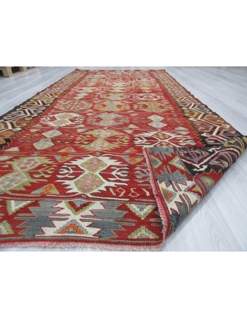 Vintage colorful one-of-a-kind Turkish kilim rug