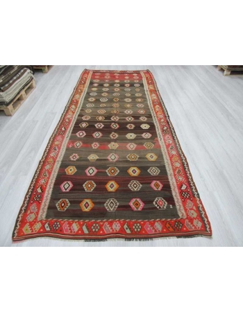 Vintage handwoven decorative Turkish kilim rug