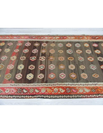 Vintage handwoven decorative Turkish kilim rug